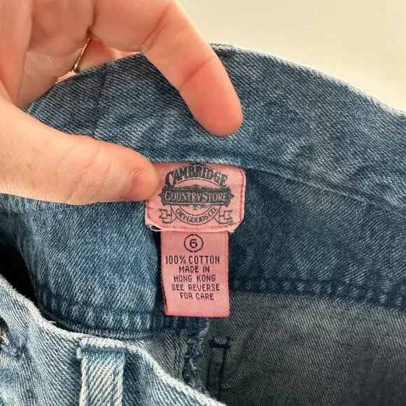 Vintage Denim Patchwork 100% Cotton Skirt Size 6 Cottagecore Patriotic Style - Picture 3 of 9